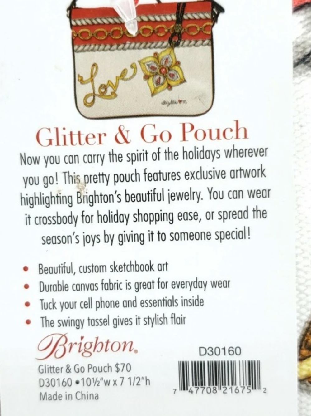 Brighton Glitter & Go Love Pouch crossbody bag purse Tom Clancy art zip closure - Picture 16 of 16
